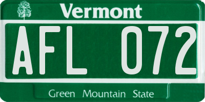 VT license plate AFL072