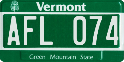 VT license plate AFL074