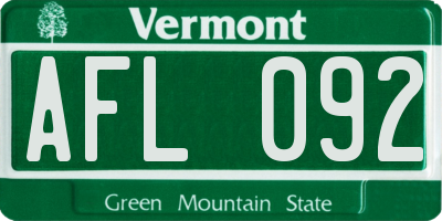 VT license plate AFL092