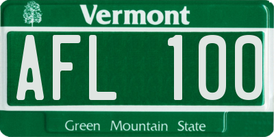 VT license plate AFL100