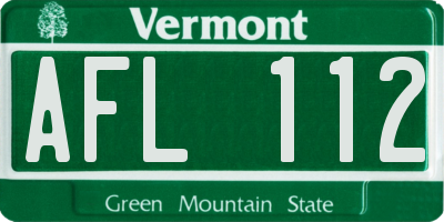 VT license plate AFL112
