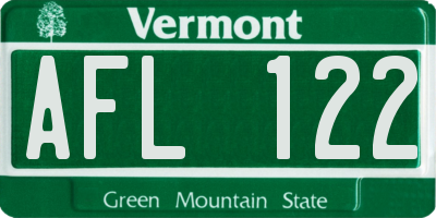 VT license plate AFL122
