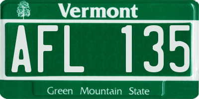 VT license plate AFL135