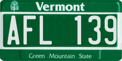 VT license plate AFL139
