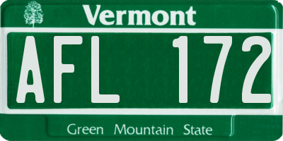 VT license plate AFL172