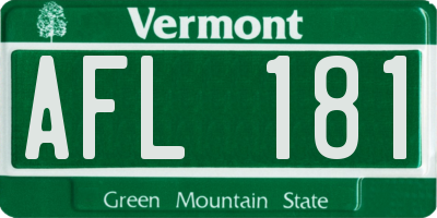 VT license plate AFL181