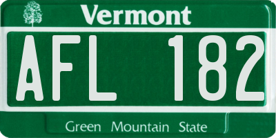 VT license plate AFL182