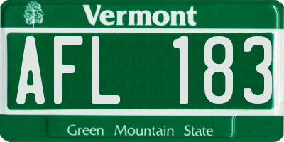 VT license plate AFL183