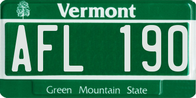 VT license plate AFL190