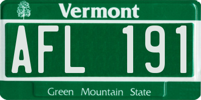 VT license plate AFL191