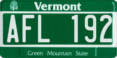 VT license plate AFL192