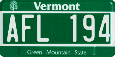 VT license plate AFL194