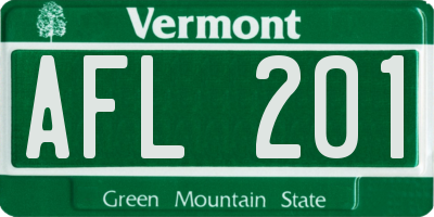 VT license plate AFL201