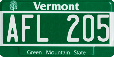VT license plate AFL205