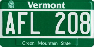VT license plate AFL208