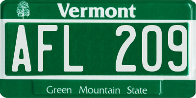 VT license plate AFL209