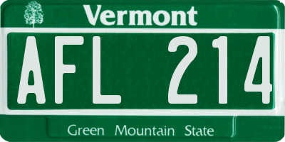 VT license plate AFL214