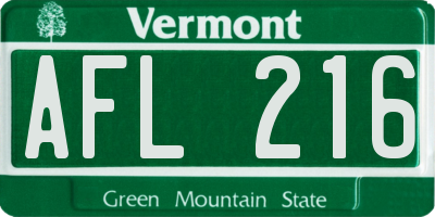 VT license plate AFL216
