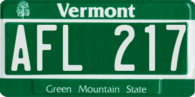 VT license plate AFL217