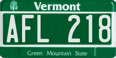 VT license plate AFL218
