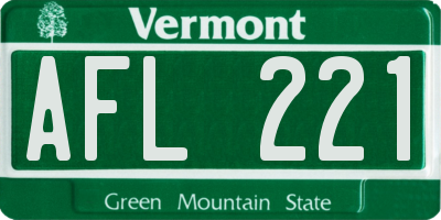 VT license plate AFL221