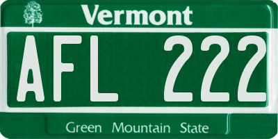 VT license plate AFL222
