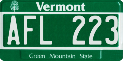 VT license plate AFL223