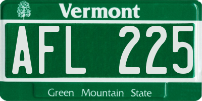 VT license plate AFL225