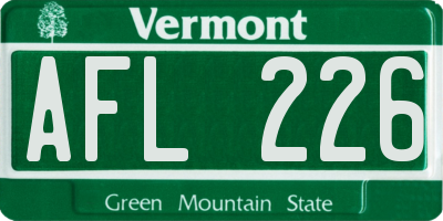 VT license plate AFL226