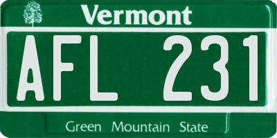 VT license plate AFL231