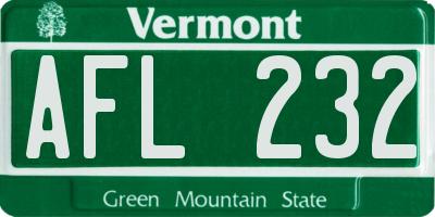 VT license plate AFL232