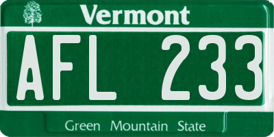 VT license plate AFL233
