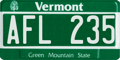 VT license plate AFL235