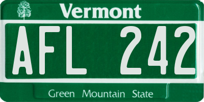 VT license plate AFL242