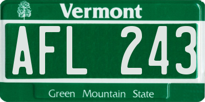 VT license plate AFL243