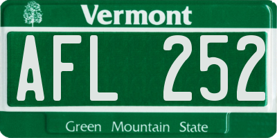VT license plate AFL252