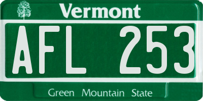 VT license plate AFL253
