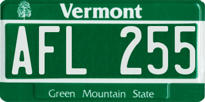 VT license plate AFL255