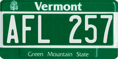 VT license plate AFL257