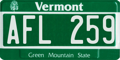 VT license plate AFL259