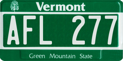 VT license plate AFL277