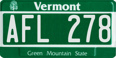 VT license plate AFL278