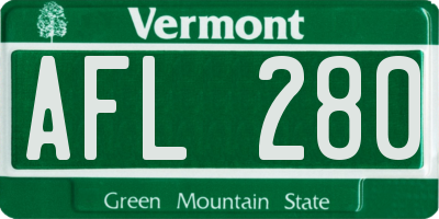 VT license plate AFL280