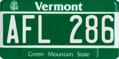 VT license plate AFL286