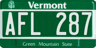 VT license plate AFL287