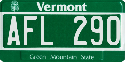 VT license plate AFL290