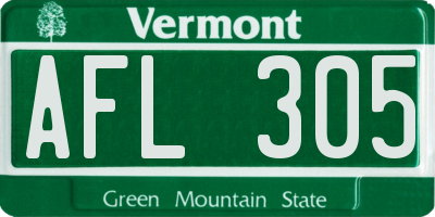 VT license plate AFL305