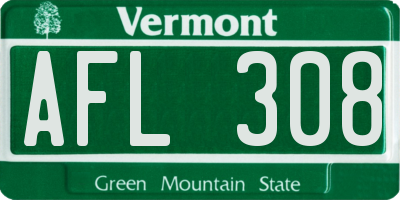 VT license plate AFL308