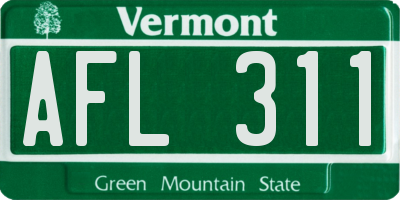 VT license plate AFL311