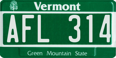 VT license plate AFL314